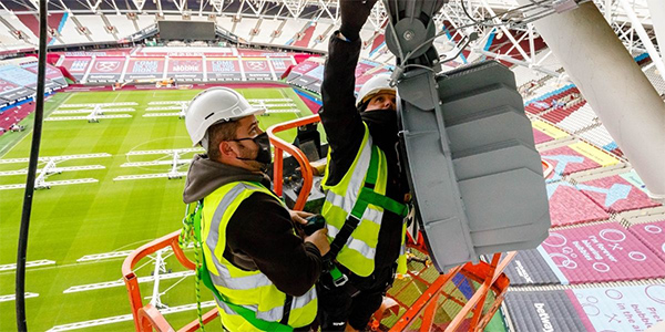 Lights installation at London Stadium