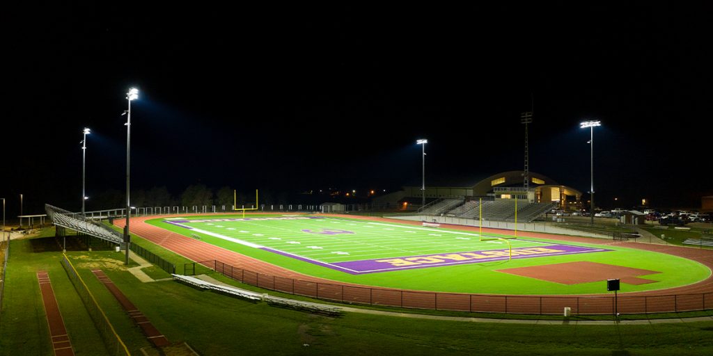 Eustace High School football field improved lighting with Musco TLC for LED retrofit