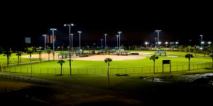 Frank Brown Park baseball field lit with Musco's TLC for LED lighting system
