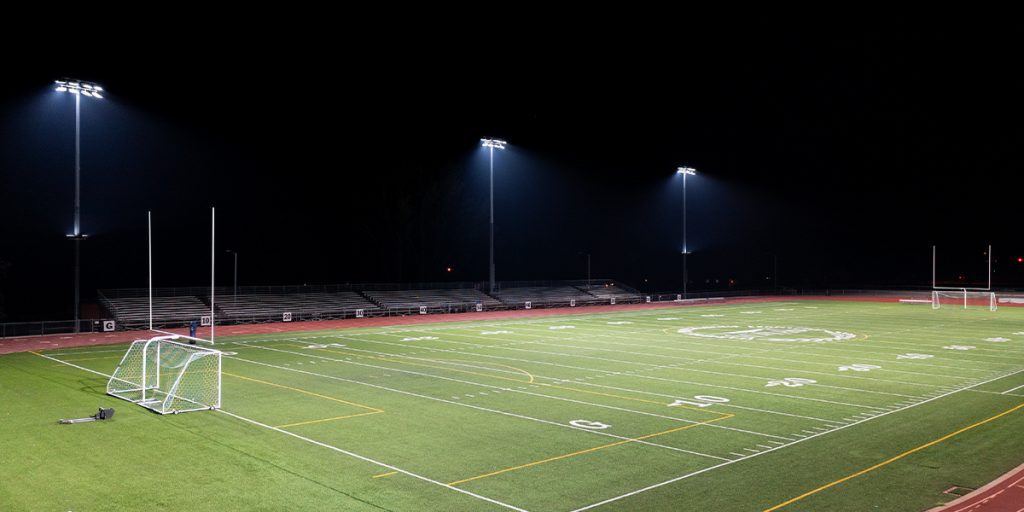 Everly-Montgomery Field with Musco's factory-aimed LED sports lighting system