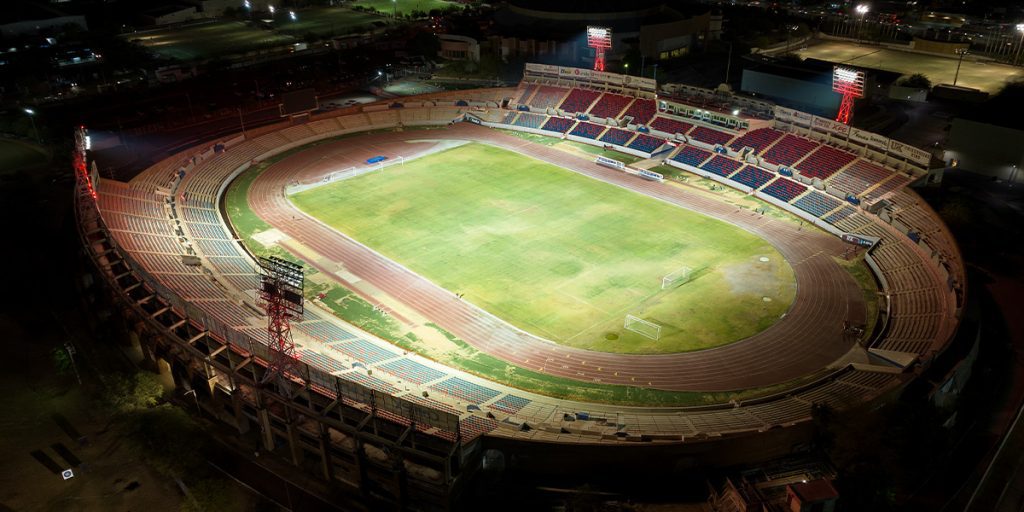 Overhead view of Estadio Héroe de Nacozari after upgrading stadium lighting to LED