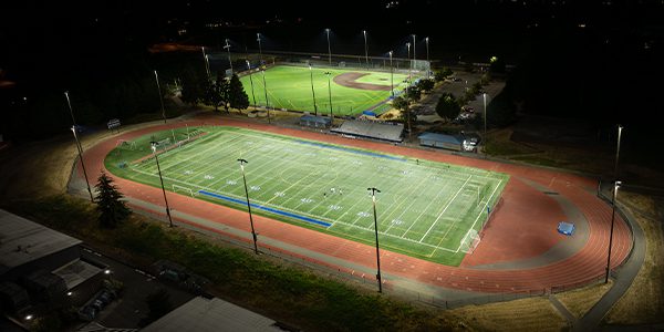 Bothwell High School football field with baseball field in the background after being upgrading to LED sports lighting.