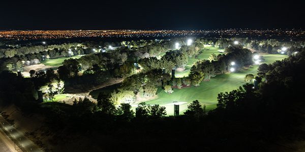 Temporary lighting at the Showdown at Shadow Creek night golf event