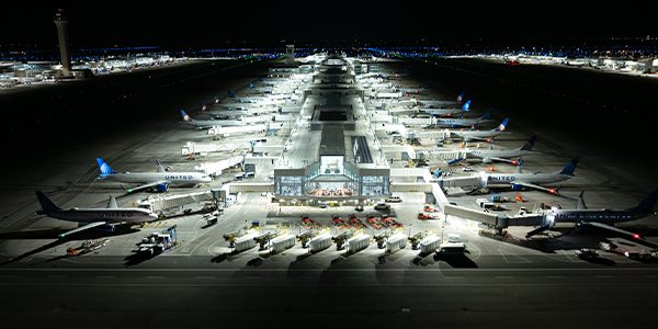 Apron lighting at Denver International Airport.